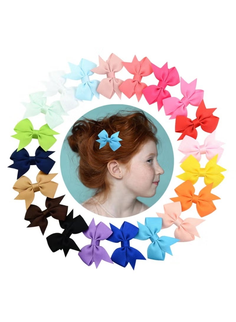 STAR BEJA 20 Pcs 10 Colors Girls Mini Bow Hair Clips – Small Ribbon Hair Accessories for Toddlers, Kids & Girls, Durable Hair Clips for Ponytails, Buns & Daily Styling - Image 1